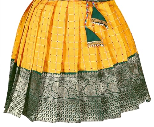 Image of New South Indian Traditional Pattu Pavadai Tapeta Silk Lehenga Choli For Girls Dress
