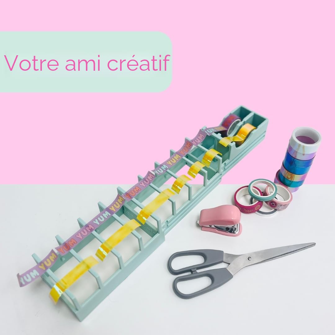 Tape ZOOMIE Distributeur de ruban adhésif de bureau Viral original pour emballage cadeau et travaux manuels | Prépare rapidement 18 bandes de ruban adhésif | Sans lame, compact, robuste | Fièrement