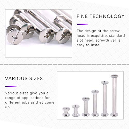 Swpeet 120Sets 6 Sizes Chicago Binding Screws Assortment Kit Metal Round Cross Head Stud Screw Posts Nail Rivet Chicago Button For Diy Leather Decoration Bookbinding (5 X 6, 10, 20, 30, 40 50) #TOP3