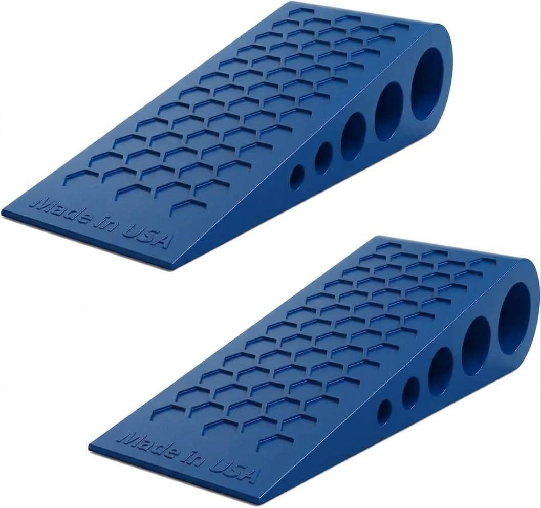 Door Stoppers for Bottom of Door Premium Floor Rubber Door Stop Wedge Made in USA Heavy Duty Honeycomb Design for Carpet, Tile, Ideal for Home, School, Commercial, Blue 2-Pack