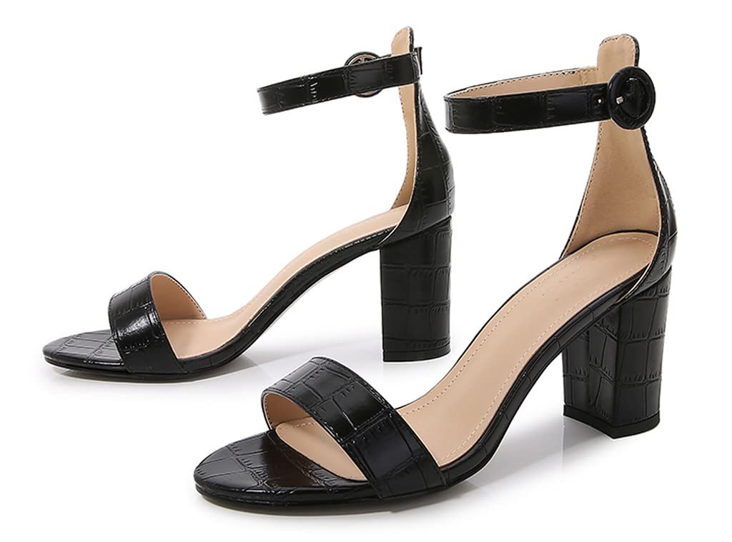 Amazon.com | LizFoYa Women Round Open Toe Heeled Sandals