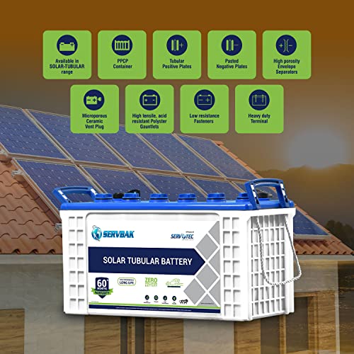 SERVBAK Solar (40Ah /12VDC) C10 Tubular Solar Battery 40AH for Home