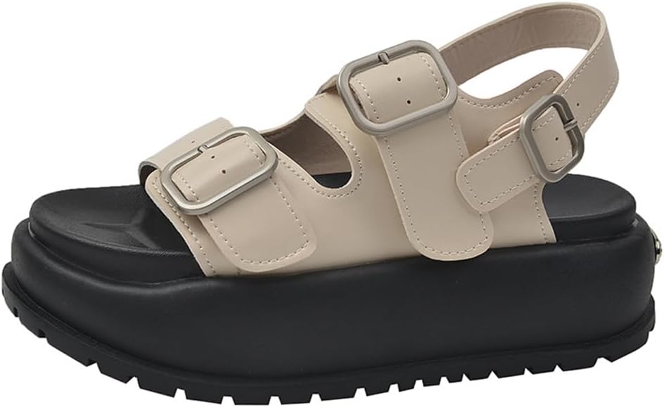 Roma Lo Womensブラックストラップ厚底サンダル22.5