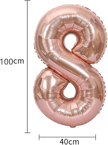 Miniatura 6 de Globos de papel de aluminio para decoración de cumpleaños número 28, globos de látex con número de helio, globos de papel de aluminio, oro rosa