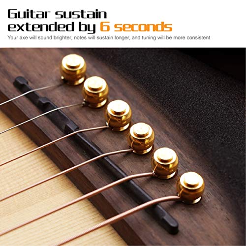 Taigoehua Guitar Bridge Pins 6pcs Pure copper Endpin 6 String Pegs with Guitar String Winder and Cutter-3 In1 Restringing Tool