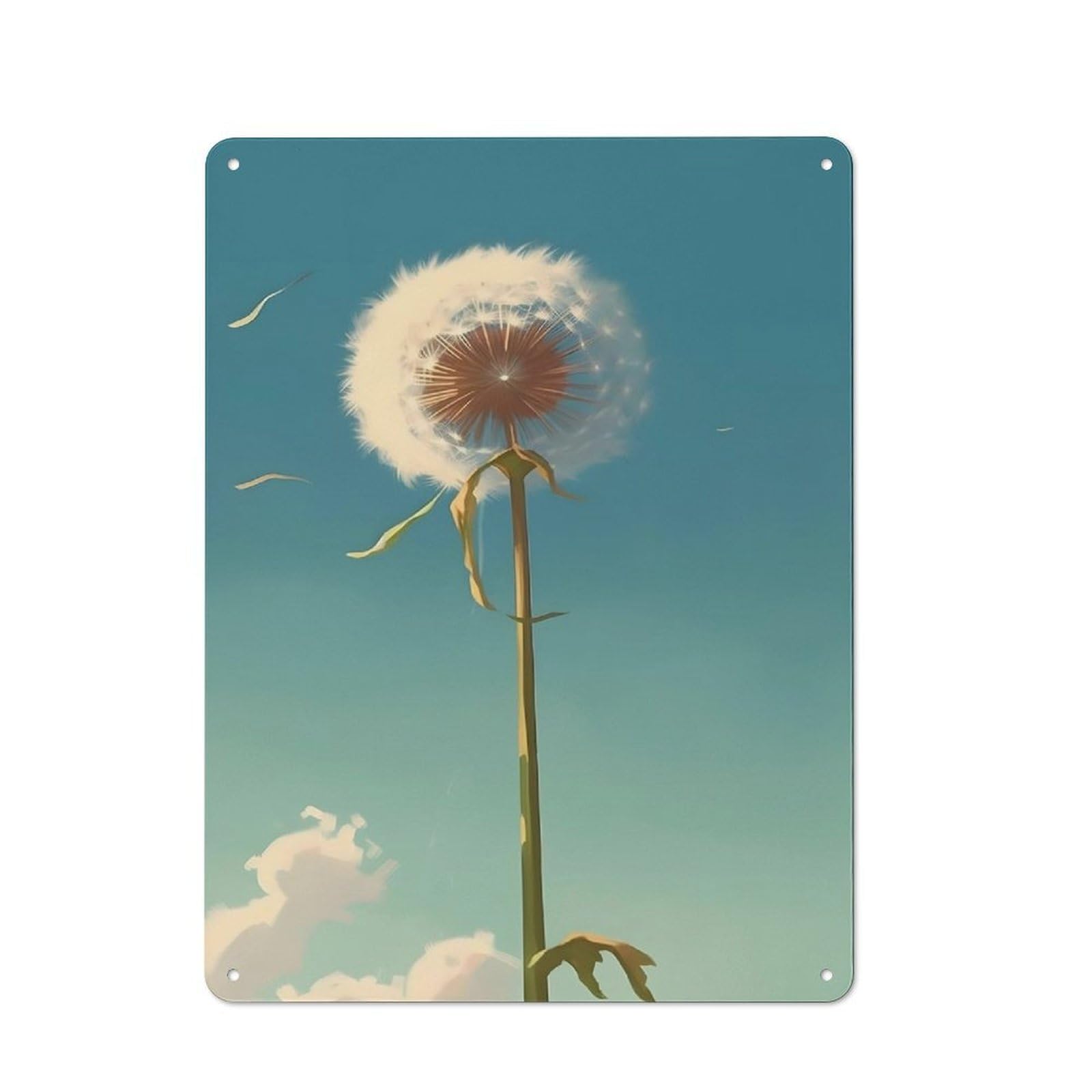 Rustic Metal Tin Sign, Sunset Dandelion Aesthetic Wall Art, Casual Personalized Printed Picture, Warm Ornament for Bedroom Household Room, 12x8 Inch