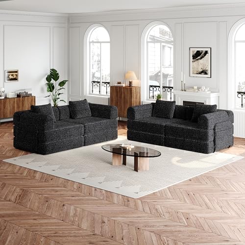 A ALFRESCOOL Sofá cama modular, sofá cama con función de dormir, sofá nube, sofá sin cama; sofá sin caja; con compartimento de almacenamiento de reposabrazos y múltiples, diferentes combinaciones de