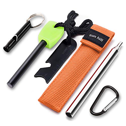 sun's hill ファイヤースターター 【火吹き棒＋ホイッスル付き】 安心の日本語サポート 火打石 (緑)