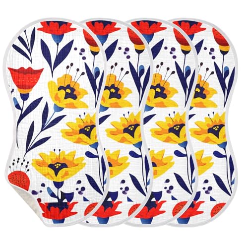 Floral Blossom White Burp Cloths for Babies Burp Rag Cotton Spit Up Rag for Newborn Baby Infant3