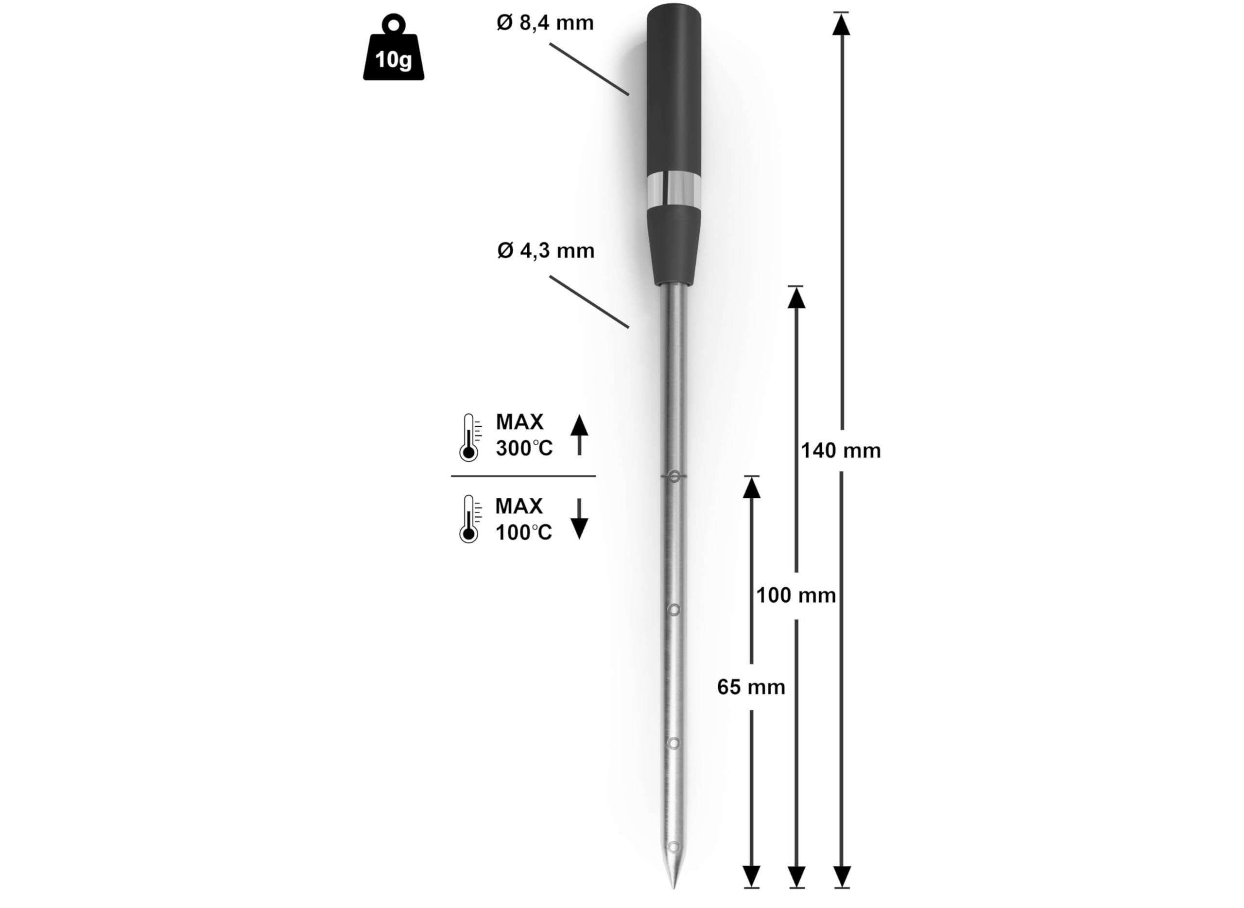 Bosch HEZ32WA00, Thermomètre de cuison, Sans fil, Noir