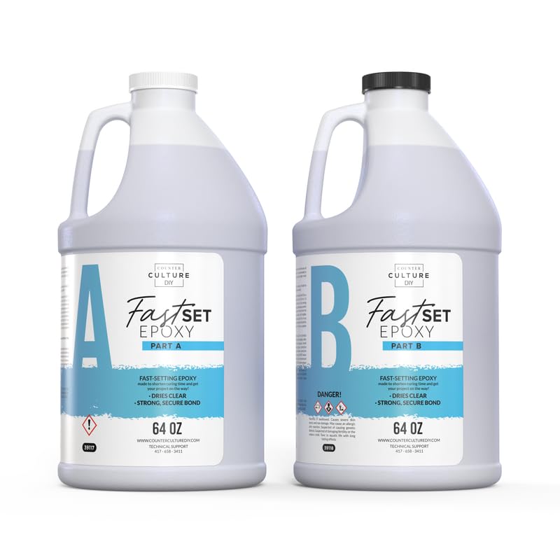 Counter Culture DIY Fast Set Epoxy Resin, 1 Gallon Kit, Quick Art Supplies for Coating, Casting, Geodes, Tabletop, Bar Top, Live Edge River Tables, Metallic Stains...