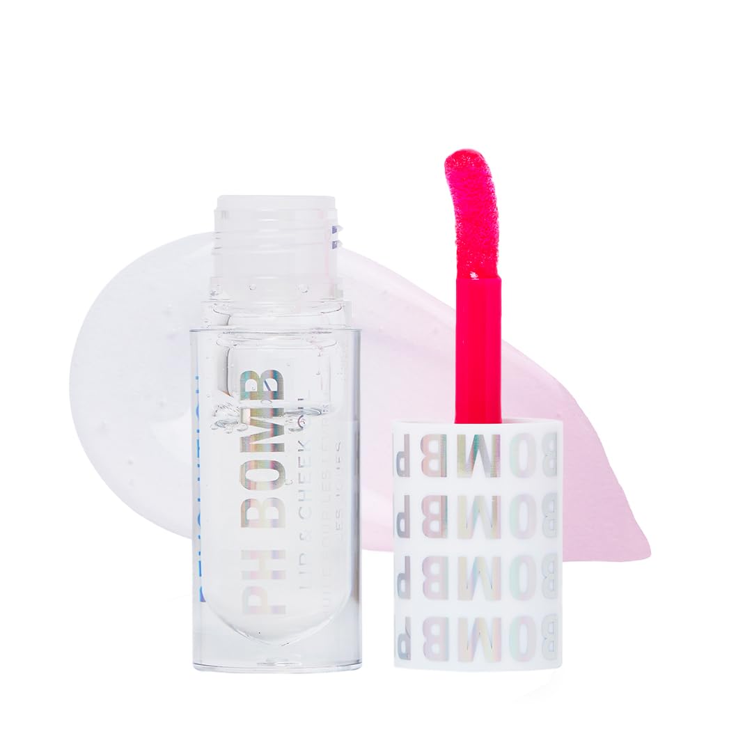 Revolution Makeup Pink Revolution Ph Bomb Lip And Cheek Oil, Peptide Infused, Cherry Scent