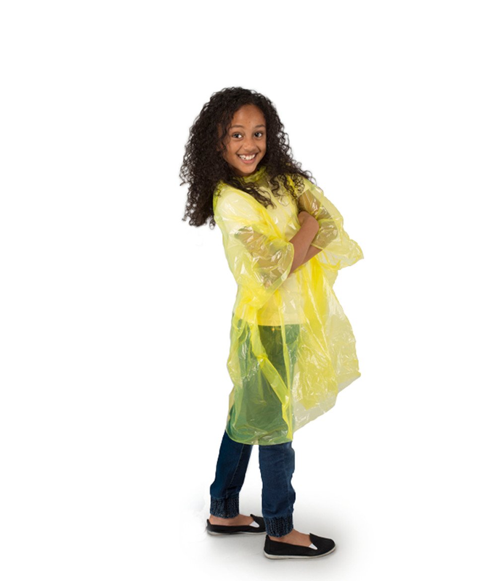 StayDry Child Emergency Waterproof Disposable Rain Ponchos x 4 - Yellow