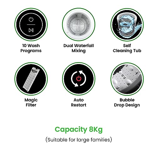 Image of NU 8 Kg Fully Automatic Top Load Washing Machine with Soft Close Premium Toughened Glass Lid (WFTLM80GD, Inox Grey)