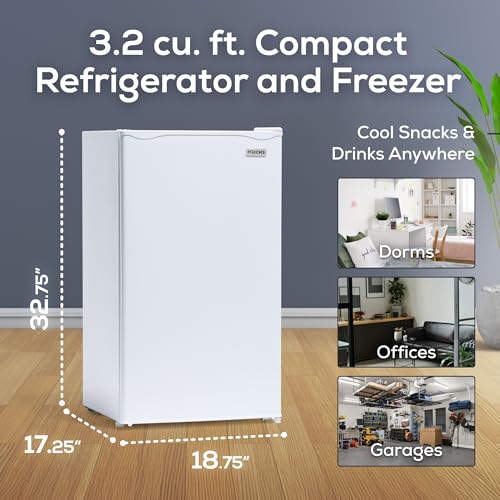 Image of Igloo 3.2 Cu.Ft. Mini Fridge with Freezer - Single Door Compact Refrigerator with Glass Shelves for Homes, Dorms & Offices- Keep Snacks, Drinks & Frozen Foods Cool with Temperature Control Mini Fridge