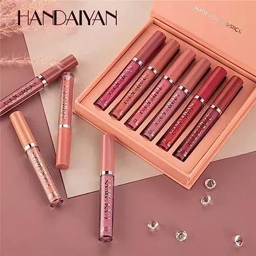 Kit 6 Batons Matte Beauty Lip Handaiyan 16h De Duração