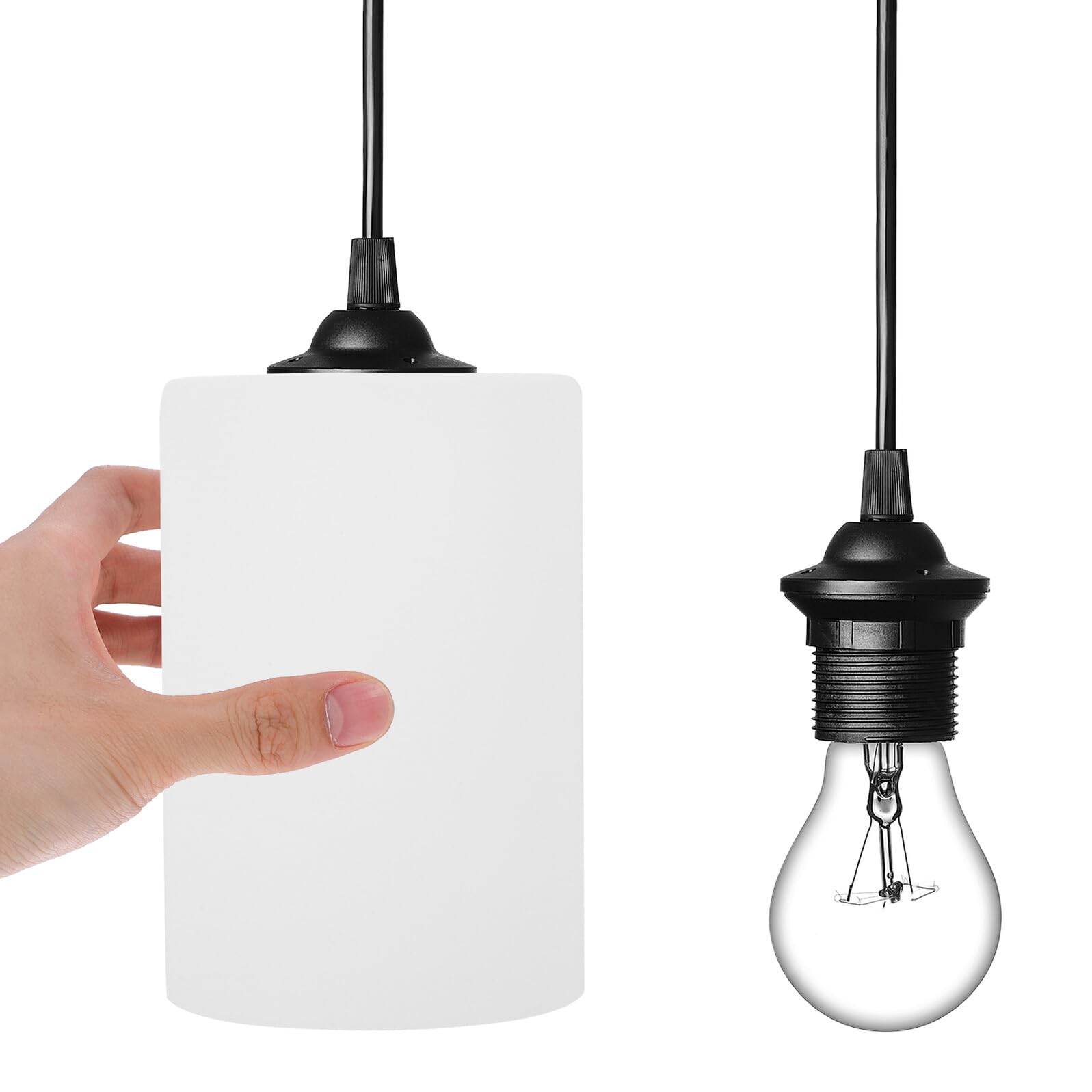 Paralume Cilindrico in Vetro Latteo Ricambio per Lampada Soffitto Attacco E27 Dimensioni 90X130 MM per Camera e Hotel Design Moderno e Superficie Liscia