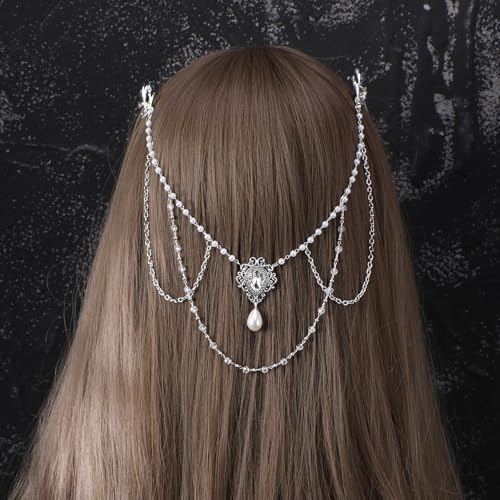 Accesorio para cabello boda peine de perlas plateado miniatura 4