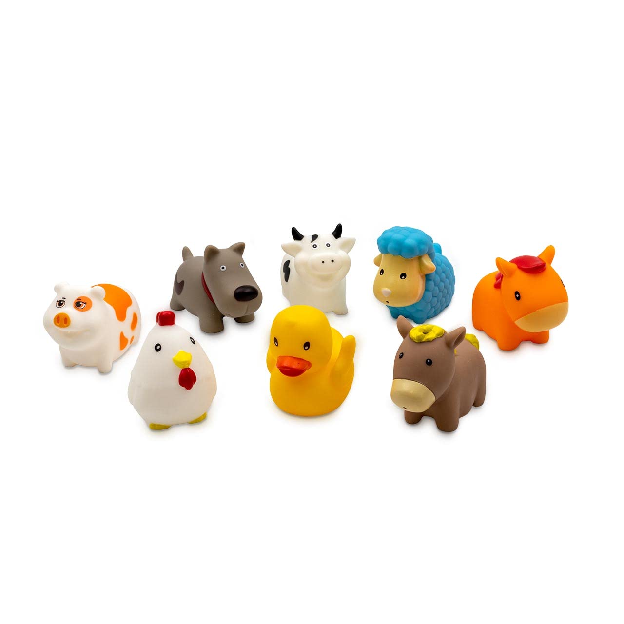 TACHAN - Bolsa 8 Figuras de baño - Animales de la Granja - Juguetes para la bañera - Material Suave y Blando - Fácil de Guardar y Transportar (CPA Toy Group 756T00810)