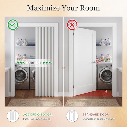 Image of SmartStandard 72x80in Double Accordion Doors Interior, Double Walled, White
