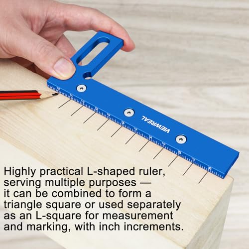 ViewReal Quick-Set 3D Measuring Square - Multi-Angle Carpenter's Tool with Angle Pin for Woodworking,Imperial Line Ruler, Essential Woodcraft Layout Aid - Image 7