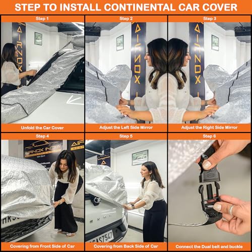 Image of Continental [SilverGuard] Dual Belts Extra Protection Hyundai Venue Body Cover (2016-2022) Build with Triple Stitched, Waterproof & Dustproof Car Cover for Venue (Metallic Silver).