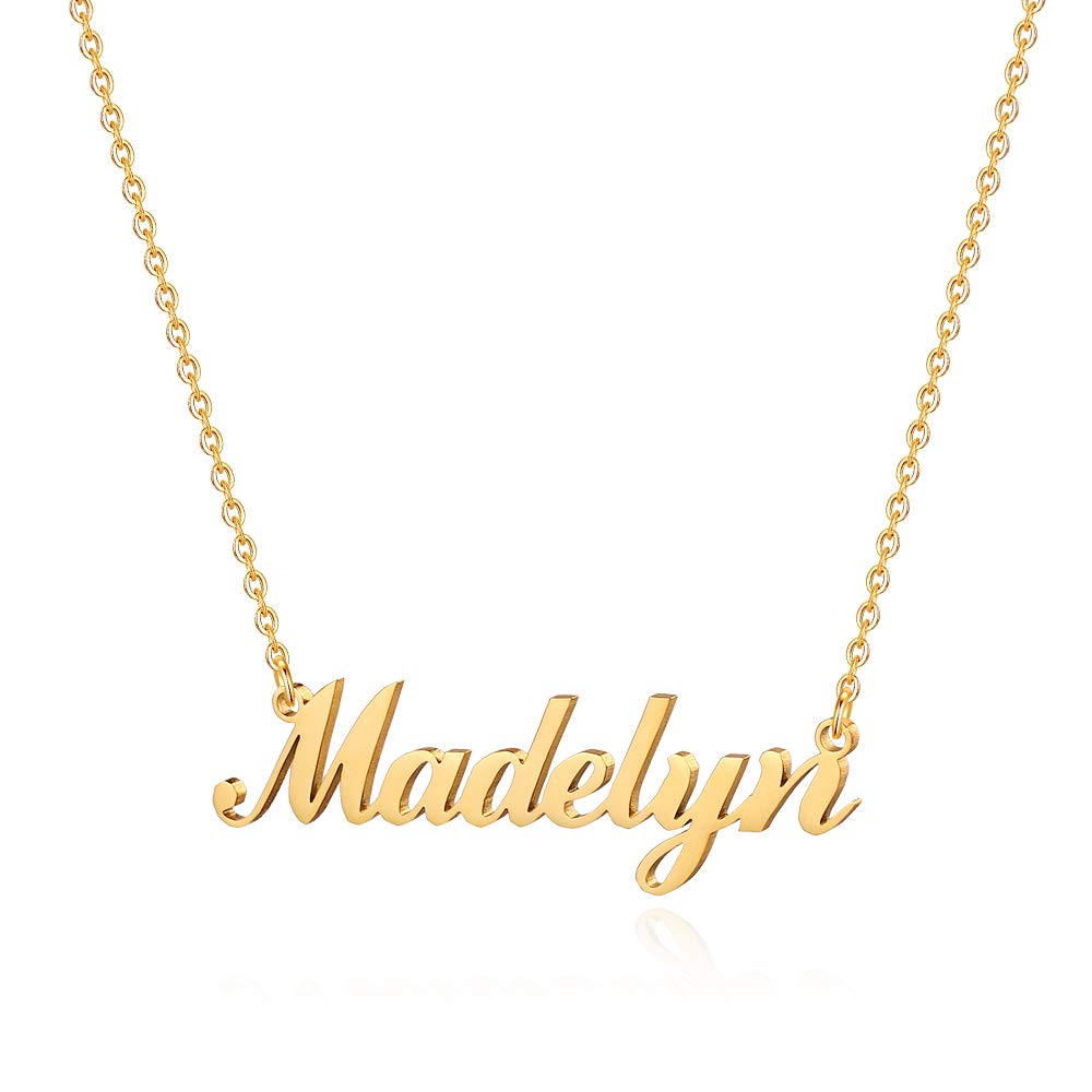 HidepooCustom Name Necklace Personalized – Stainless Steel Customized Name Pendant Necklace,Dainty Letter Name Necklace Chain Custom Personalized Jewelry Gifts for Women Girls, Metal