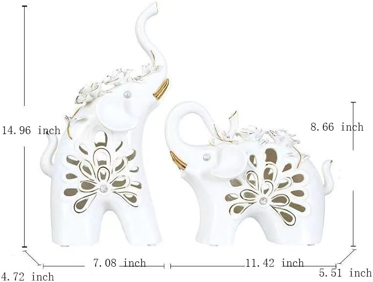 Miniatura 4 de Creativo simple blanco Feng Shui un par de estatuas y figuras de elefante hueco a mano, adornos de decoración tallada para decoración del hogar,