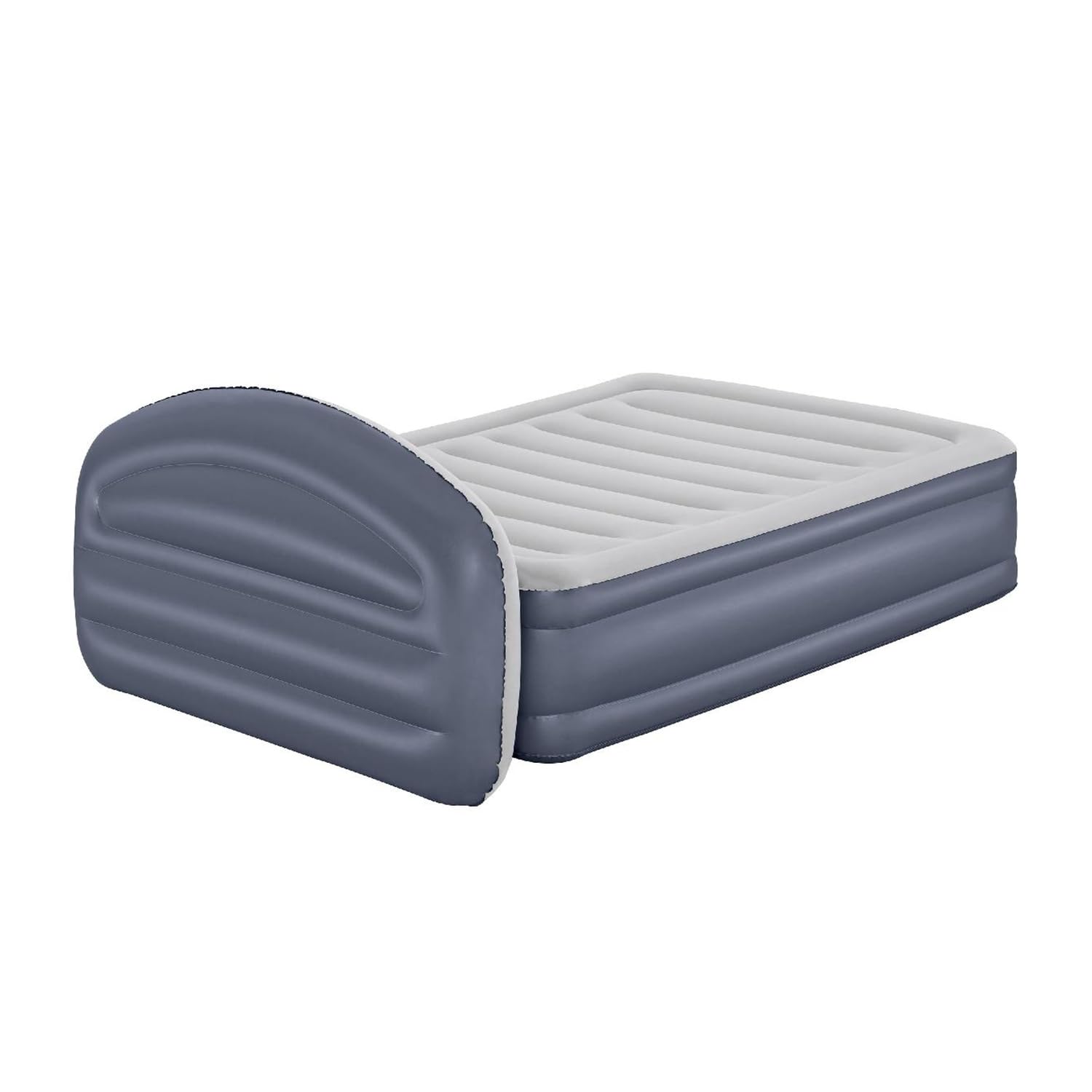 Bestway 671BD Materasso Matrimoniale Queen Tritech LoungeLux con testiera e Pompa CA Incorporata, 2.29 m x 1.52 m x 84 cm, Blu