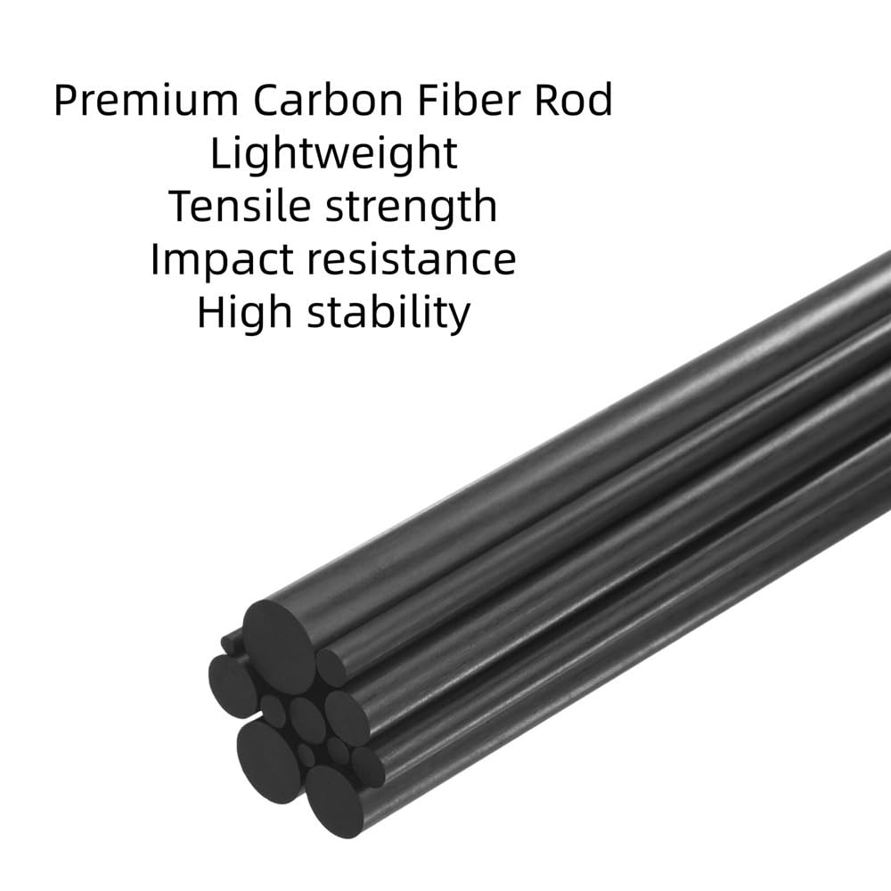 Aste tonde in fibra di carbonio da 5 pezzi, barre circolari leggere e opache for bracci quadricotteri di elicotteri fai-da-te(300mm x 6mm)