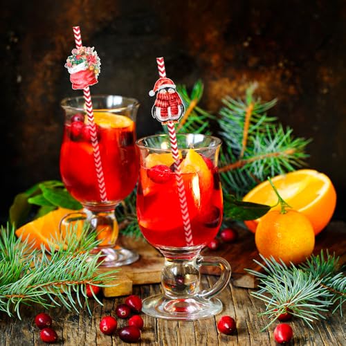 24 pitillos de papel de Navidad coloridos y desechables miniatura 6