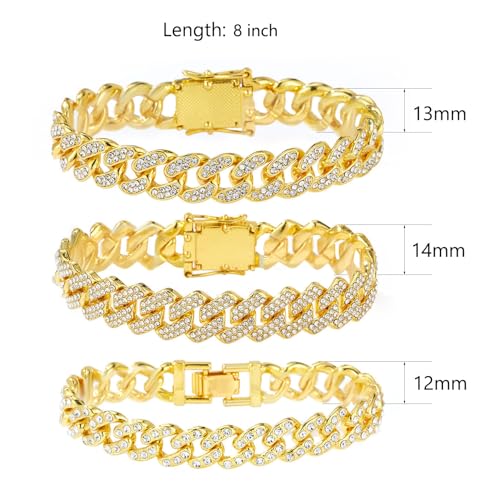 Gold Silver Ankle Bracelets for Women Cuban Link Anklets Plus Size Ankle Bracelet Layered Link Anklet Set Rhinestone Bling Anklets Gold Silver Jewelry for Women Gift Set3