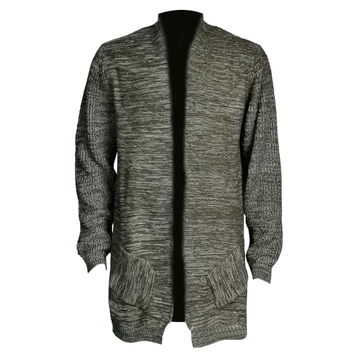 Men's Knitted Stretchy Cardigan Sweater Solid Color Loose Casual Coats Stylish Youth Long Sleeves Sweatshirt (3X-Large,Pitch Green)