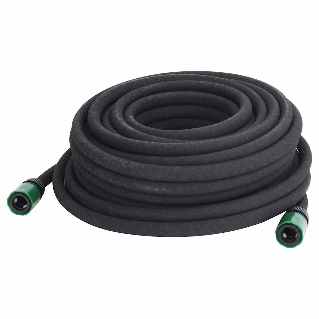 Manguera de goteo negra de 25 m, de goma, flexible, resistente a los pliegues, con accesorios de conexión, para riego, jardín, césped, bancal, terraza, balcón, invernadero
