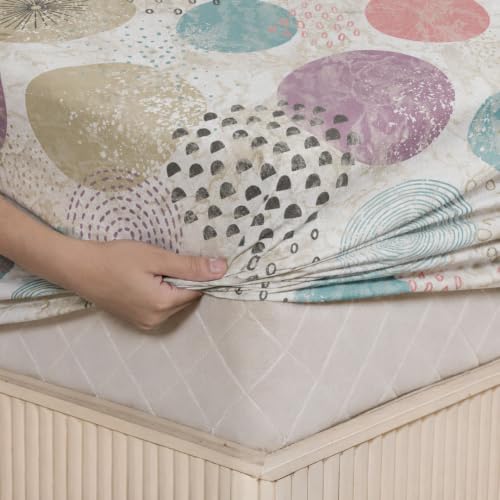 Image of LANE LINEN Symphony | 100% Cotton Sheet Set | Soft & Breathable Fabric | 3 Piece (1 Bedsheet + 2 Pillow Covers) | King Bed Sheet Set - Colorful Circle Pattern