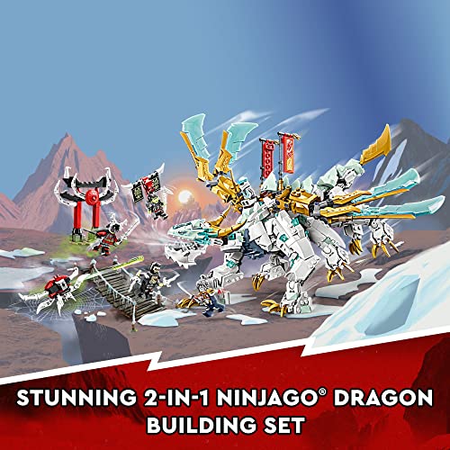 NINJAGO Zane 71786 Drago di ghiaccio Creature 71786 giocattolo drago 2 in 1 con personaggio guerriero, kit da costruzione per bambini con 5 personaggi - Lego - Immagine 1