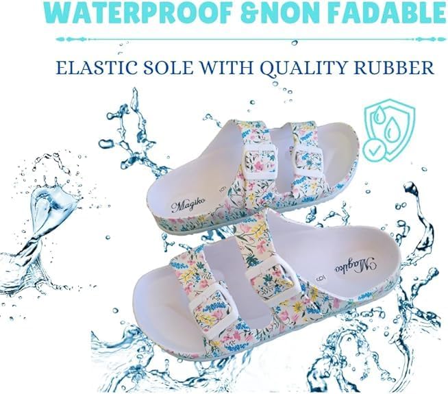 Magiko Women Slip-On Casual Slides Sandals EVA Double Buckle Adjustable Comfortable Light Weight Slides - Image 3