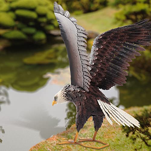 Kircust Garden Sculpture & Statue, Bald Eagle Large Outdoor Statues Metal Yard Art, Majestic America Eagle Bird Décor For Patio Yard And Lawn, 40.6-Inch Wide #TOP5