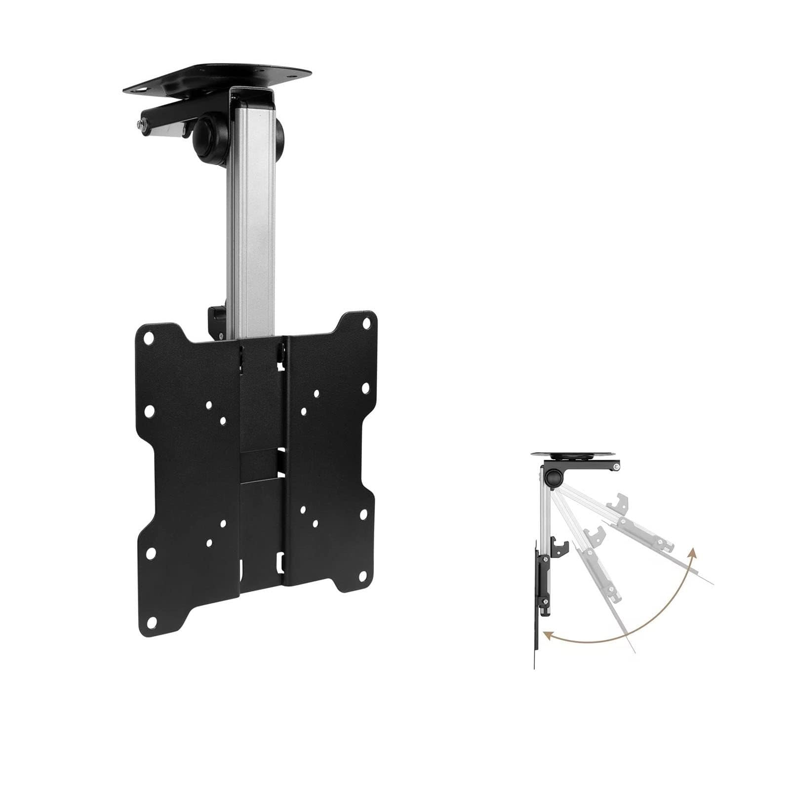 Staffa Pieghevole TV Monitor - Montaggio A Soffitto E Sotto L'armadio Della Cucina, Staffa TV Regolabile Altezza, Ribaltabile 0-90°, Per Schermi LED Da 17 A 37 Pollici
