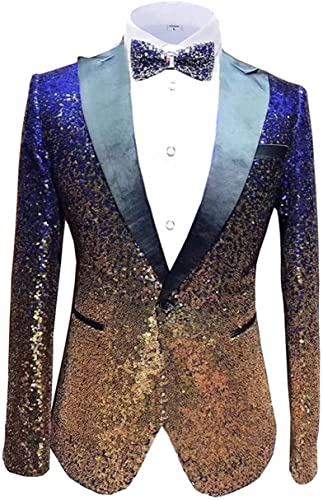 Sequins Suit Blazer Formal Business Host Jacket for Men One Button Coat3