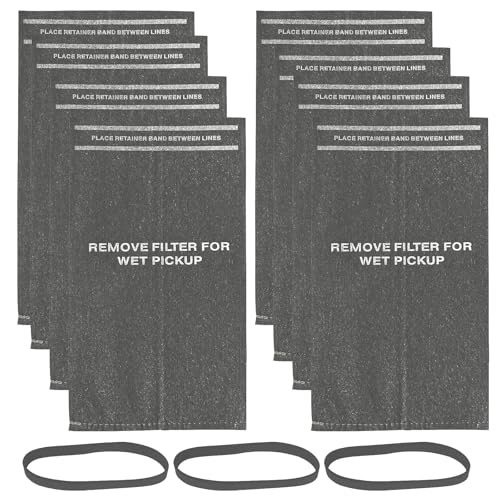 Paquete de 8 bolsas de filtro de polvo 38737 de repuesto para Craftsman aspiradoras húmedas/secas de 2 a 2.5 galones y aspiradora de cubo Powerhead, con 3 bandas de retención