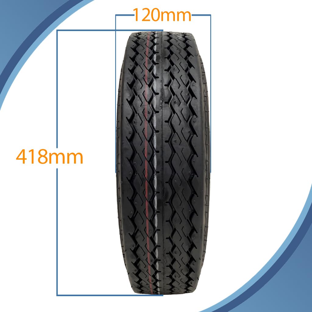 Parnells - Hochgeschwindigkeits-Anhänger-Kit - 2 Stück Anhängerreifen und -Räder, 4,80/4,00-8 + 2 Stück Naben- und Achsschenkel + 1 Gepresste Stahlkupplung - 6-Lagiges Wanda P811, Straße Legal