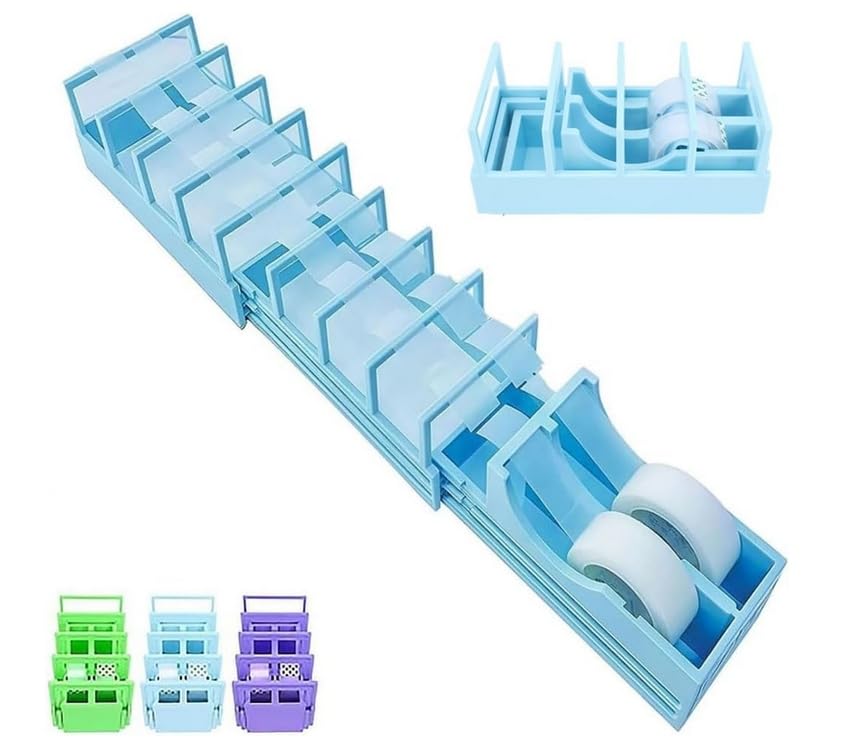 Tape Dispenser for Packaging, Tape Holder for Convenient Cutting Assistant, Multi roll Ribbon Cutting Machine or Packaging, Handmade, Gift Packaging, Powerful and Sturdy (Green) (蓝色)