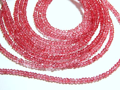 Perles de quartz rose facettées LKBEADS 3.5mm : fil 13.5" pour création bijoux - 2