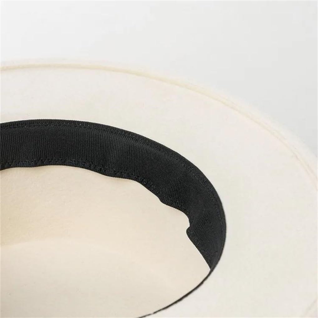 Sombrero plano de fieltro de lana con cinta de lino para exteriores