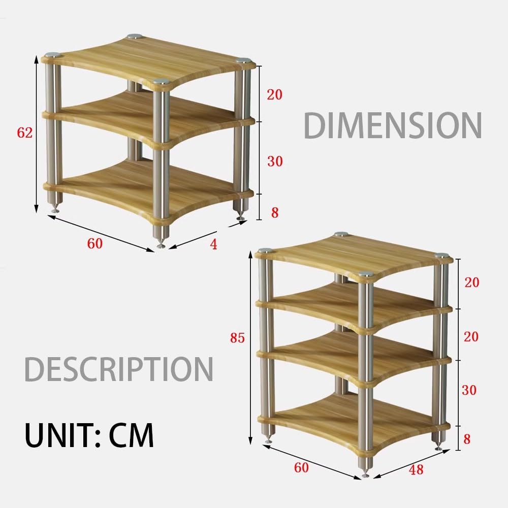 Stojak na komponenty audio 83.8 cm, narożna półka do odtwarzacza płyt i odbiornika stereo, szafka na sprzęt Hi-Fi dla audiofilów, stylowy, biały design (60 x 48 x 62 cm)