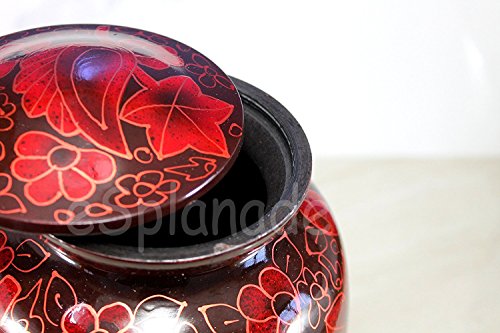 eSplanade Red Cremation urn Memorials urns Container Jar Pot | Urns | Metal Urn | Burial Urn | Memorial Urn (Red/Black) - Thumbnail 4