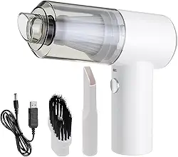 Aspirador de Pó e Soprador 2 em 1 - Portátil - Multifuncional Sem Fio Recarregável USB Ideal Para Limpeza de Carro, Sala, Cozinha, Quarto, Banheiro, Escritório (Branco)