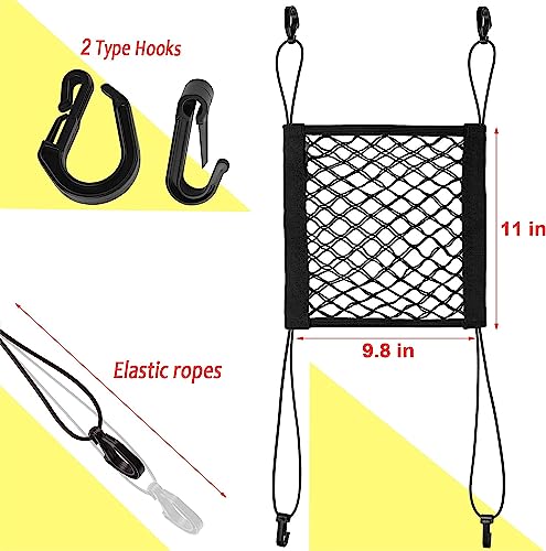 Cargo Nets For Motorcycle Helmet, 2 Pack Elastic Bungee Net Storage Organizer Luggage Net Double Layer With Hooks For Motorbike E-Bike Trike Bicycle (11X9.8 Inch) #TOP6