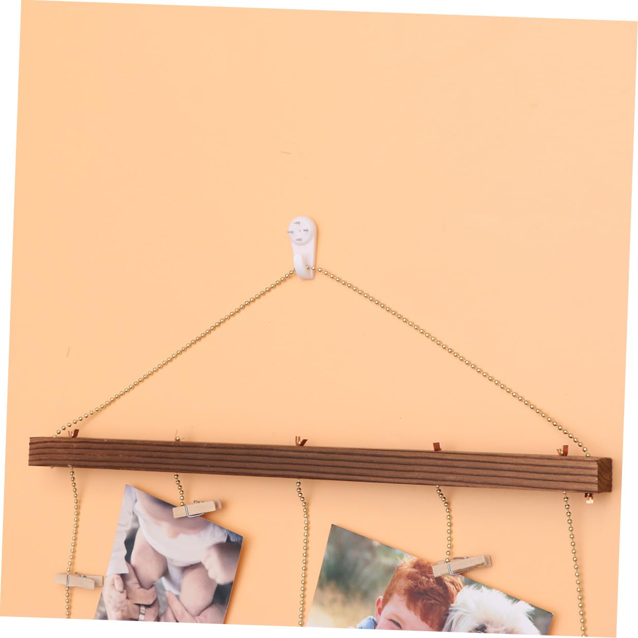 Amosfun Colgador de Fotos de Pared con 20 Clips de Madera Marrón